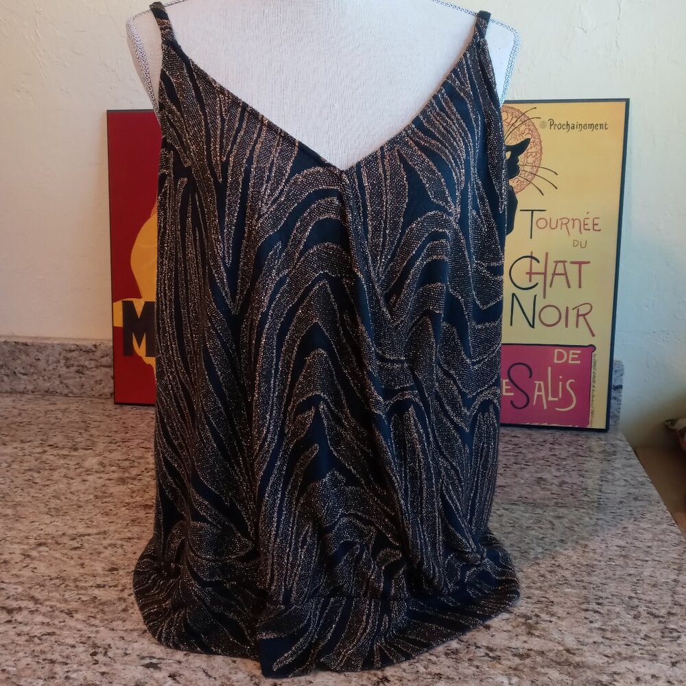 Cache Metallic Tiger Print Tank Top